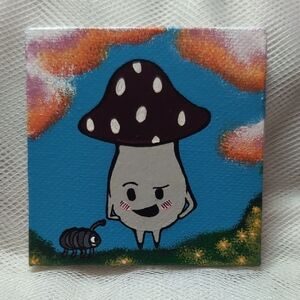 Whimsical Mushroom Art on Canvas